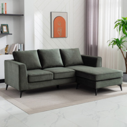 Brooklyn Chaise Moss Green 3 Seater L-shaped Sofa - thumbnail 1