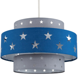 ValueLights Weaver Blue and Light Grey 2-Tier Star Cut-Out Ceiling Lamp Shade
