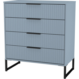 Crowndale Fluted 4 Drawer Denim Blue Chest of Drawers Ready Assembled - thumbnail 4