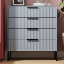 Crowndale Fluted 4 Drawer Denim Blue Chest of Drawers Ready Assembled - thumbnail 1