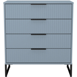 Crowndale Fluted 4 Drawer Denim Blue Chest of Drawers Ready Assembled - thumbnail 2
