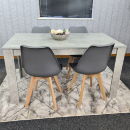Portland Plastic Leather 4 Seater Dining Set Stone Grey and Grey
