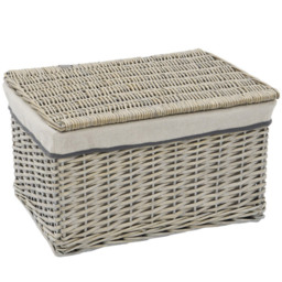 JVL 3 Piece Arianna Grey Rectangular Willow Hamper Basket Set - thumbnail 3