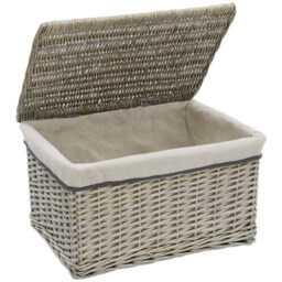JVL 3 Piece Arianna Grey Rectangular Willow Hamper Basket Set - thumbnail 4