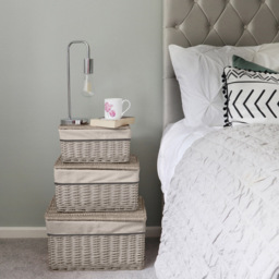 JVL 3 Piece Arianna Grey Rectangular Willow Hamper Basket Set - thumbnail 2