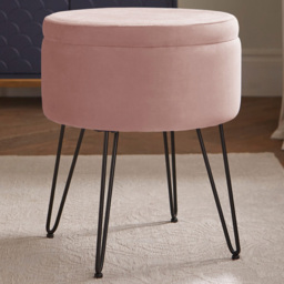 GFW Avery Soft Velvet Blush Pink Storage Stool