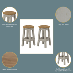 Core Products Corona Grey Low Breakfast Stool Set of 2 - thumbnail 3