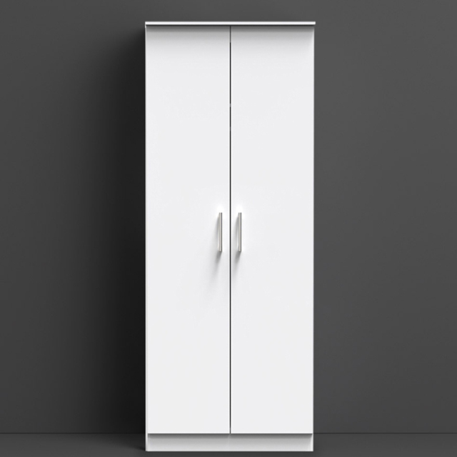 Crowndale Devon Ready Assembled 2 Door White Matt Wardrobe - image 1
