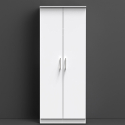Crowndale Devon Ready Assembled 2 Door White Matt Wardrobe - thumbnail 1