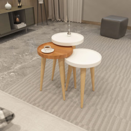 Decorotika Piscina 3 Piece White and Walnut Coffee Table Set - thumbnail 4