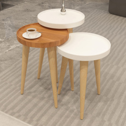 Decorotika Piscina 3 Piece White and Walnut Coffee Table Set