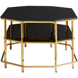 Premier Housewares Arezzo Black Single Shelf Tempered Glass Top Coffee Table - thumbnail 2