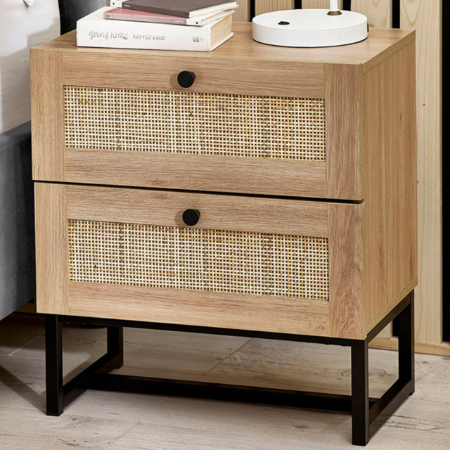 Julian Bowen Padstow 2 Drawer Oak Bedside Table - image 1