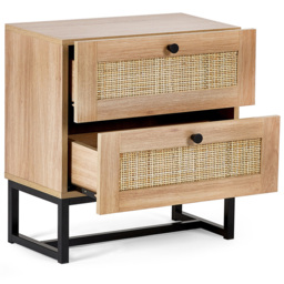 Julian Bowen Padstow 2 Drawer Oak Bedside Table - thumbnail 3