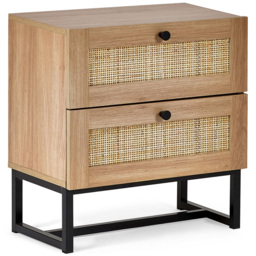 Julian Bowen Padstow 2 Drawer Oak Bedside Table - thumbnail 2