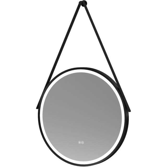 nuie Matt Black Round Illuminated Mirror 600mm - image 1