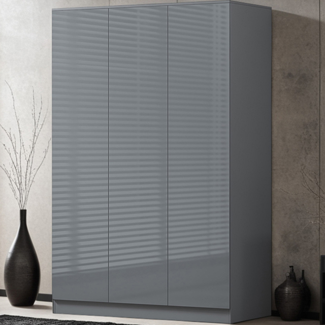 FWStyle Stora 3 Door Grey Gloss Wardrobe - image 1