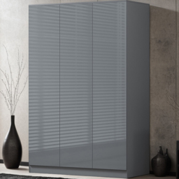 FWStyle Stora 3 Door Grey Gloss Wardrobe