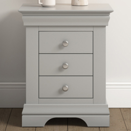 Seconique Bordeaux 3 Drawer Pebble Grey Bedside Table