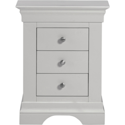 Seconique Bordeaux 3 Drawer Pebble Grey Bedside Table - thumbnail 3