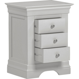 Seconique Bordeaux 3 Drawer Pebble Grey Bedside Table - thumbnail 4