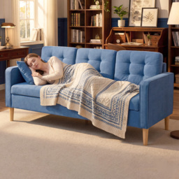 Portland Blue Snow Flannel 3 Seater Sofa with Storage