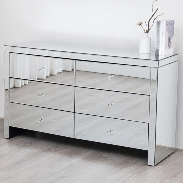 Comfy Living 6 Drawer Mirrored Chest of Drawers - image 1