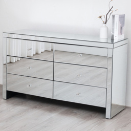 Comfy Living 6 Drawer Mirrored Chest of Drawers - thumbnail 1