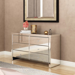 Comfy Living 6 Drawer Mirrored Chest of Drawers - thumbnail 3