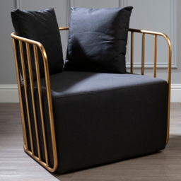 Premier Housewares Rosina Black Linen Chair - thumbnail 1
