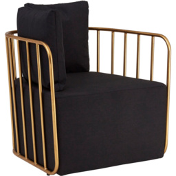 Premier Housewares Rosina Black Linen Chair - thumbnail 2