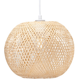 Happy Homewares Spherical Cage Natural Bamboo Strapping Ceiling Pendant Shade
