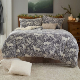 Deyongs Woodland Folk Grey Fleece Double Duvet Set
