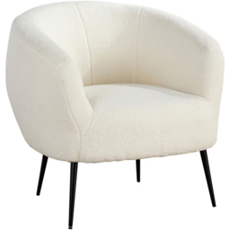 Home Source Elko White Faux Fur Round Back Accent Chair - thumbnail 2