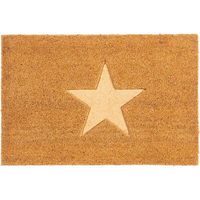 Eselle Astley Star Embossed Natural Door Mat 40 x 60cm - image 1