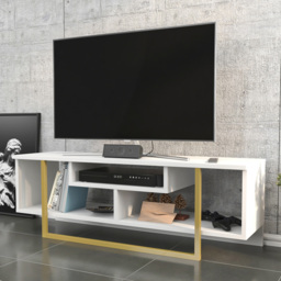 Decorotika Asal White and Gold Wide TV Unit - thumbnail 1