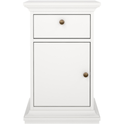 Florence Paris Single Door Single Drawer White Bedside Table - thumbnail 4