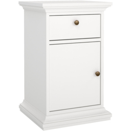 Florence Paris Single Door Single Drawer White Bedside Table - thumbnail 2