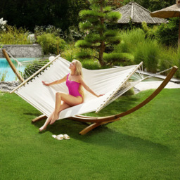 tectake Thorsten 2 Seater White Wooden Frame Hammock
