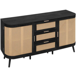 Birlea Noah Black Rattan 2 Door 3 Drawer Sideboard - thumbnail 2