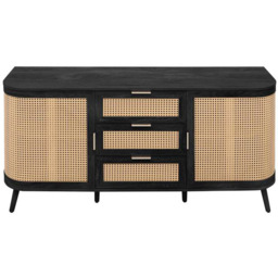 Birlea Noah Black Rattan 2 Door 3 Drawer Sideboard - thumbnail 3