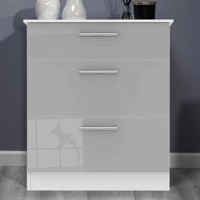 Crowndale Contrast Grey and White Matt 3 Drawer Deep Chest Ready Assembled - image 1