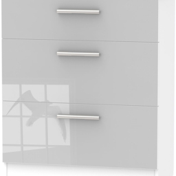 Crowndale Contrast Grey and White Matt 3 Drawer Deep Chest Ready Assembled - thumbnail 3