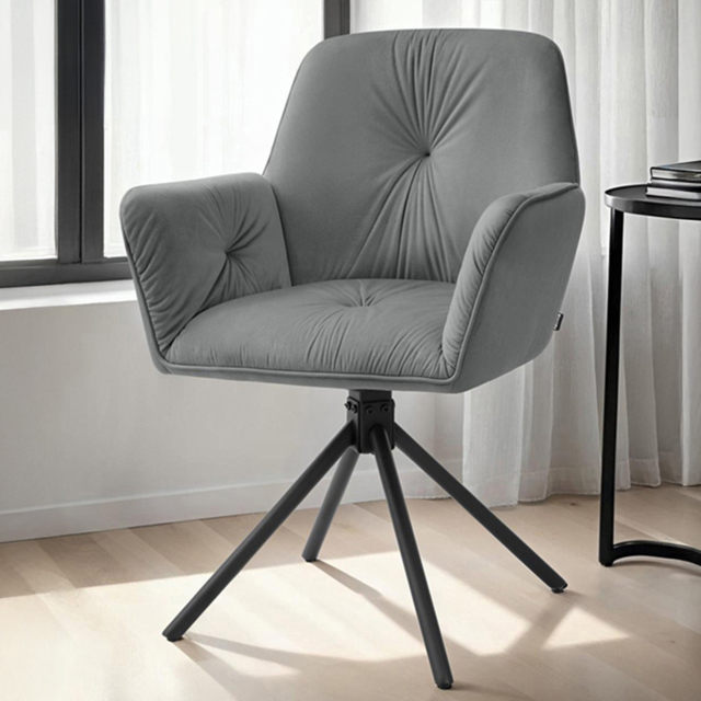 tectake Lenia Anthracite Black Padded Swivel Chair Set of 4 - image 1