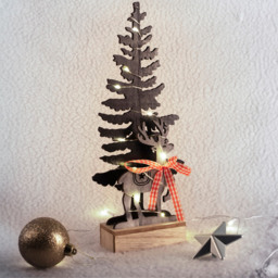 St Helens 31cm Festive Lights Wooden Christmas Tree Decoration