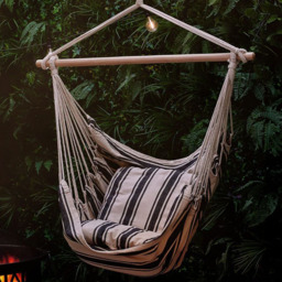 VonHaus Blue and White Striped Hanging Garden Swing Chair