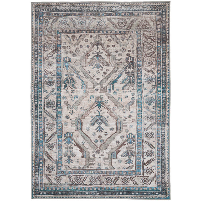 Kukoon Traditional Bordered Medallion Beige and Grey Rug 160 x 230cm - image 1