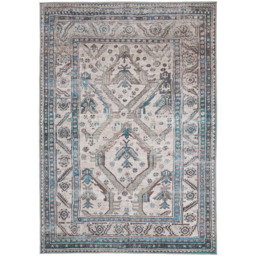 Kukoon Traditional Bordered Medallion Beige and Grey Rug 160 x 230cm - thumbnail 1