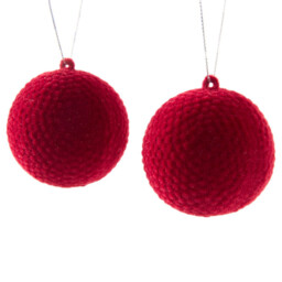 Amber Charm Burgundy Flocked Christmas Bauble 2 Pack
