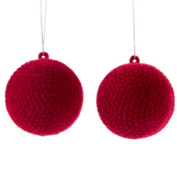Amber Charm Burgundy Flocked Christmas Bauble 2 Pack - thumbnail 4